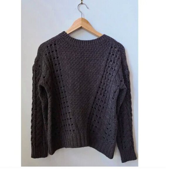 Vince Chocolate Brown Cable Knit Wool and Yak Winter Wool Sweater Small S - Picture 6 of 6